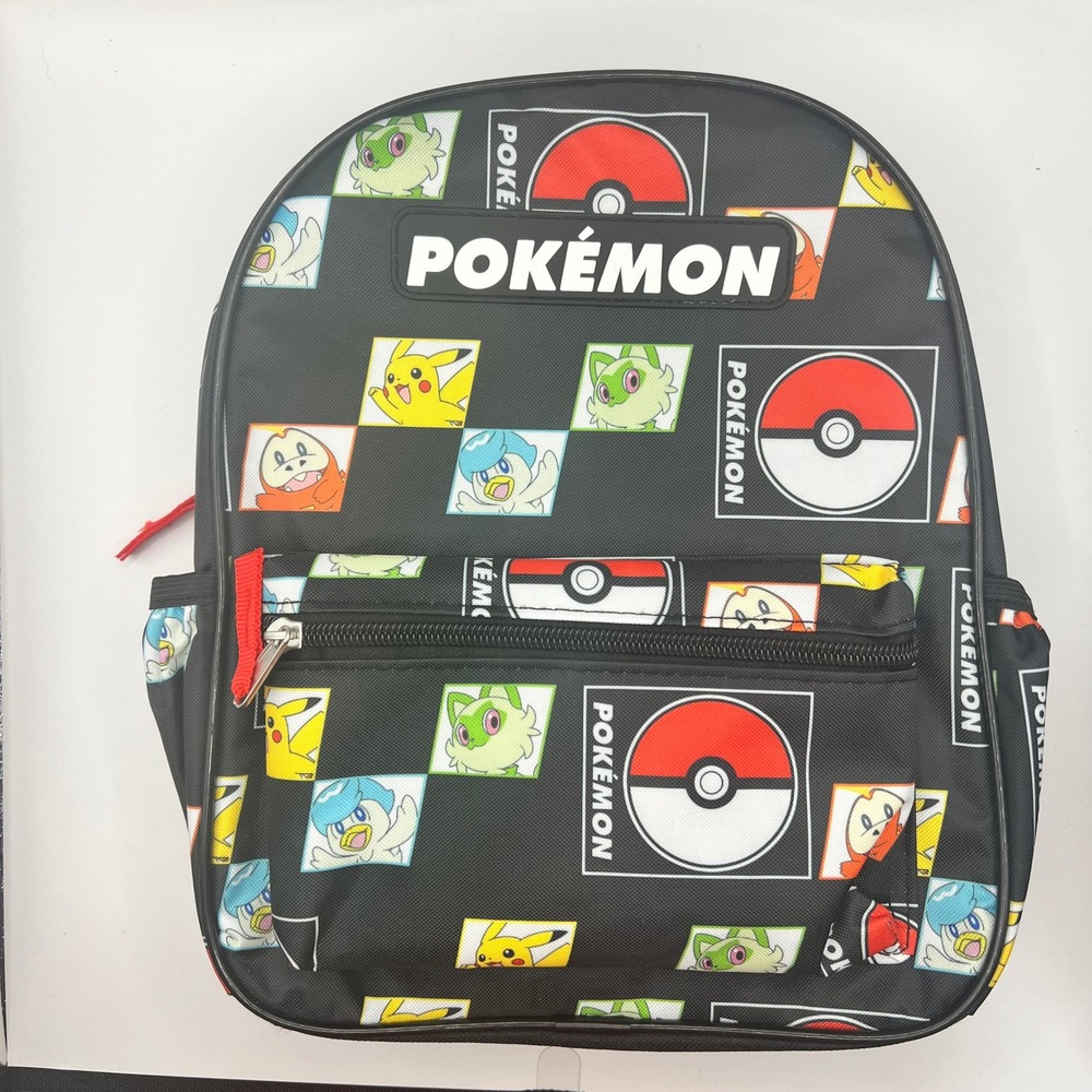 Pokemon Kids Backpack Black Red Pikachu Sprigatito Fuecoco Quaxly Bioworld NEW